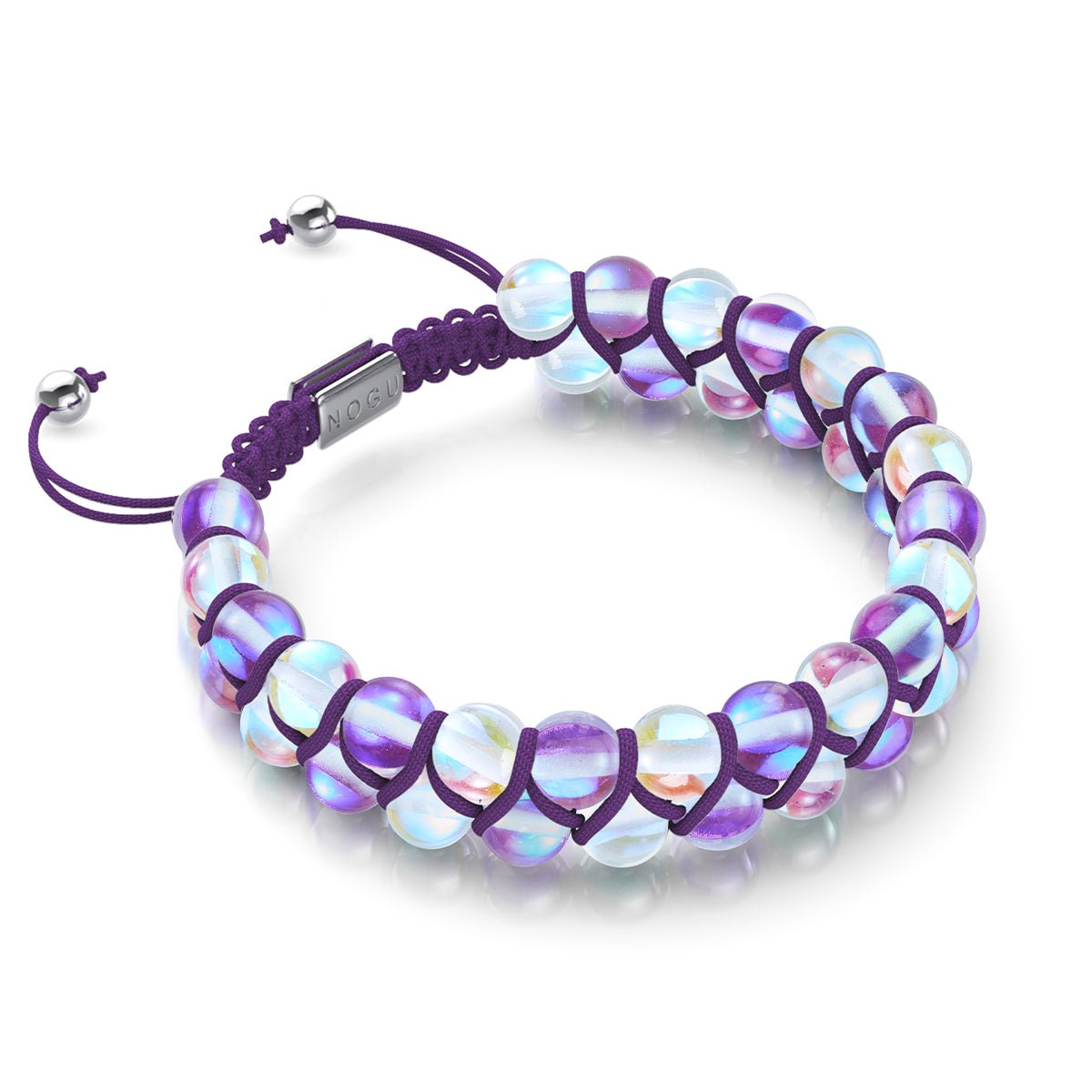 Lila Regenbogen | Silber | Doppeltes Galaxie-Glasarmband